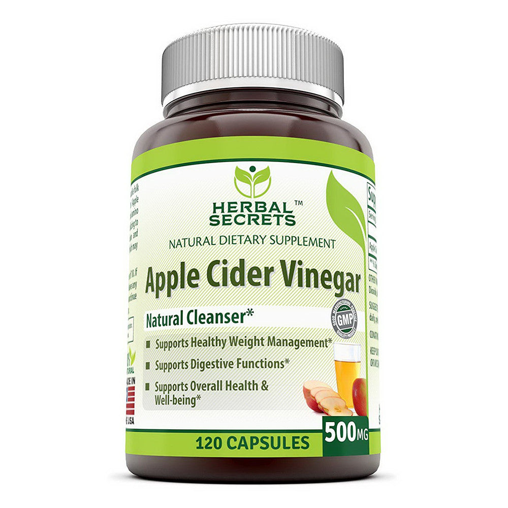 Amazing Nutrition Herbal Secrets Apple Cider Vinegar 500 mg Capsules, 120 Ea